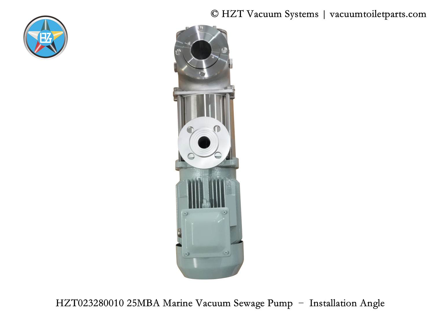 25MBA vacuum sewage pump top view with inlet/outlet orientation