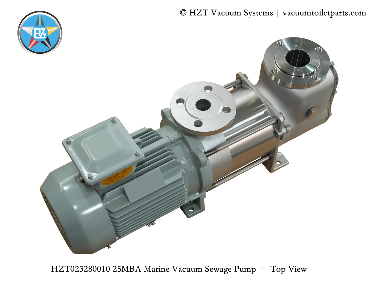 HZT023280010 25MBA marine vacuum pump top view with inlet and outlet layout