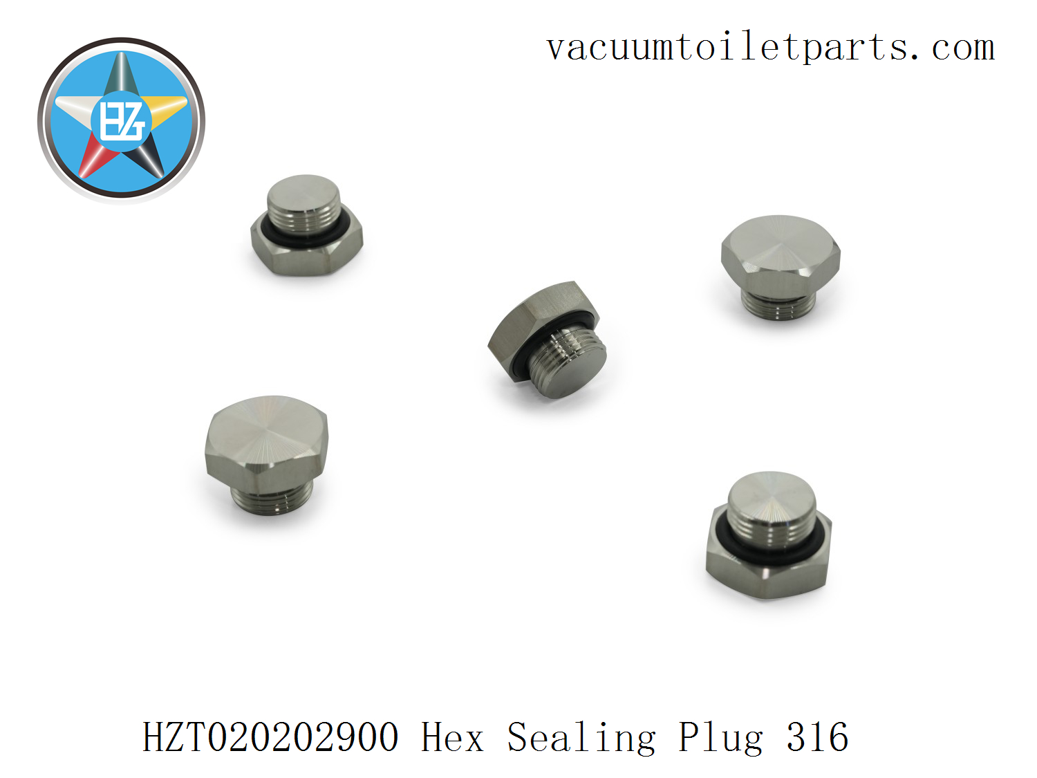 Detail image of HZT020202900 plug showing CNC-machined M20×1.5 fine thread and O-ring seal.
