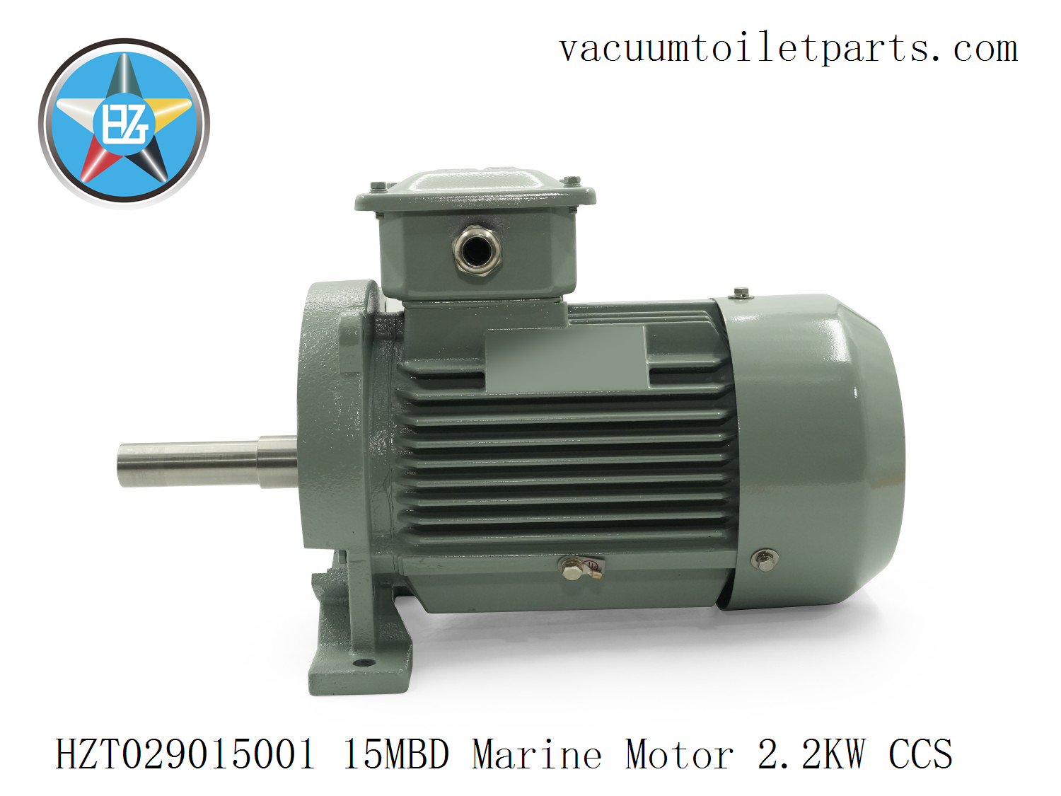 Close-up of CCS certification nameplate on HZT029015001 dual-frequency marine motor.