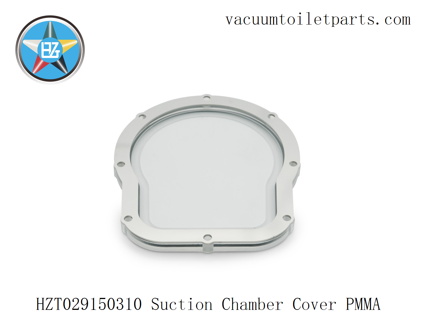 Top view of HZT029150310 suction chamber cover showing eight bolt holes and O-ring groove.