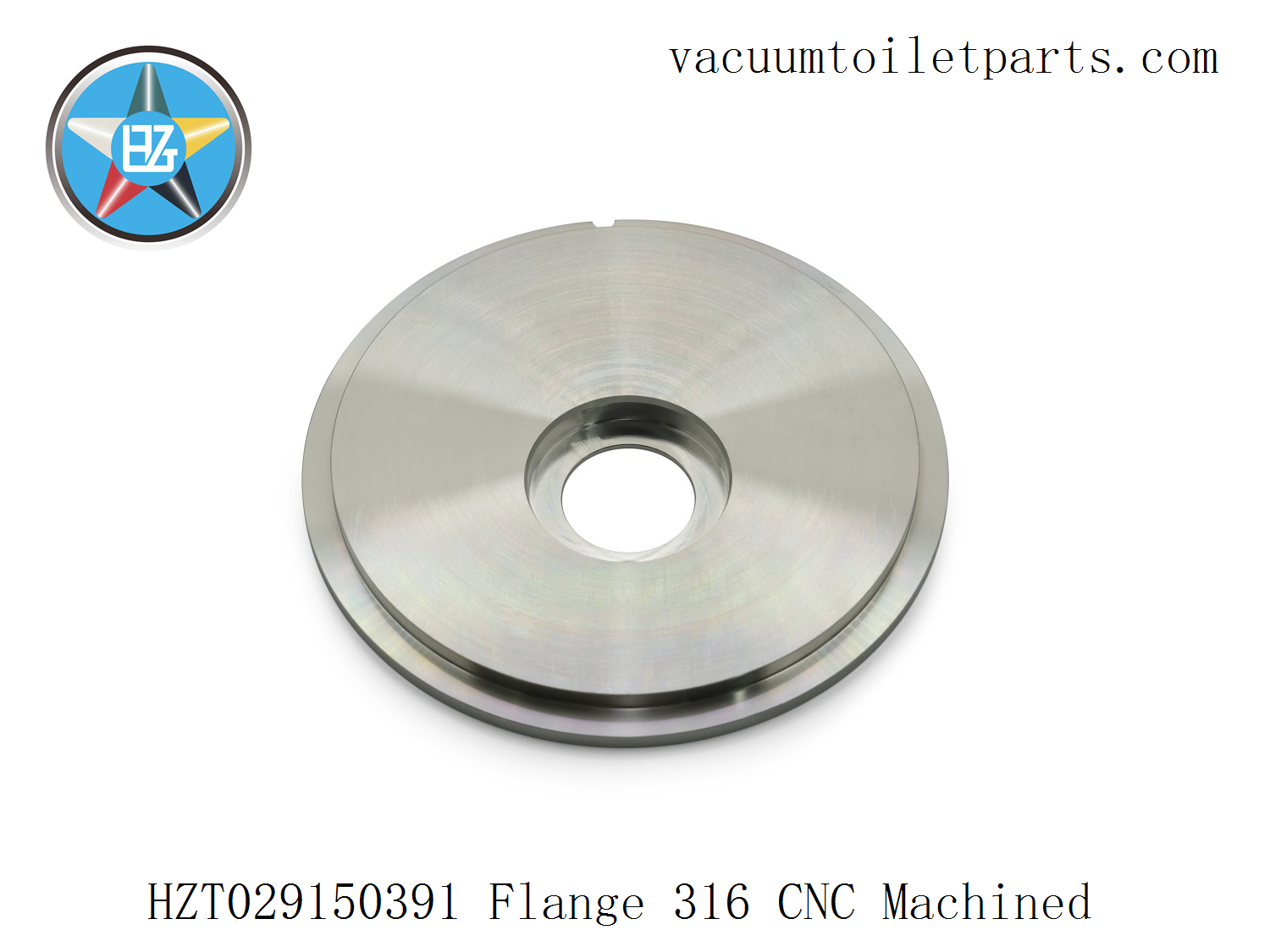 Front face of HZT029150391 flange showing the recess for mechanical seal seating.