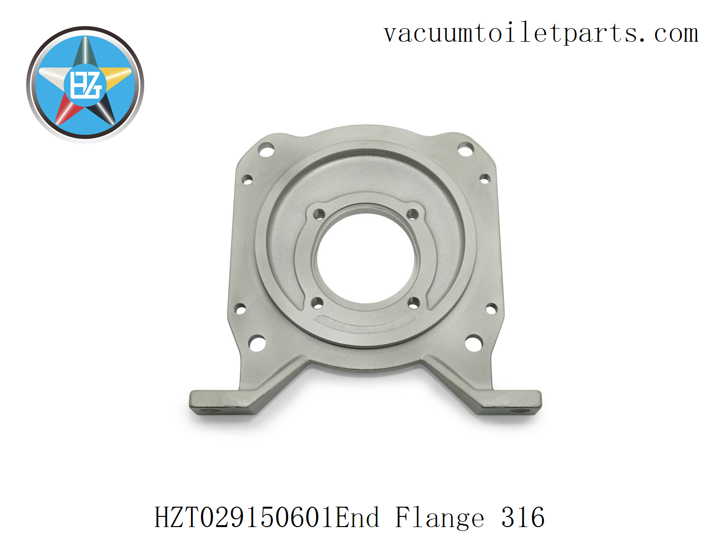 Main view of HZT029150601 316 stainless steel end flange for 15MBD marine vacuum sewage pump system.