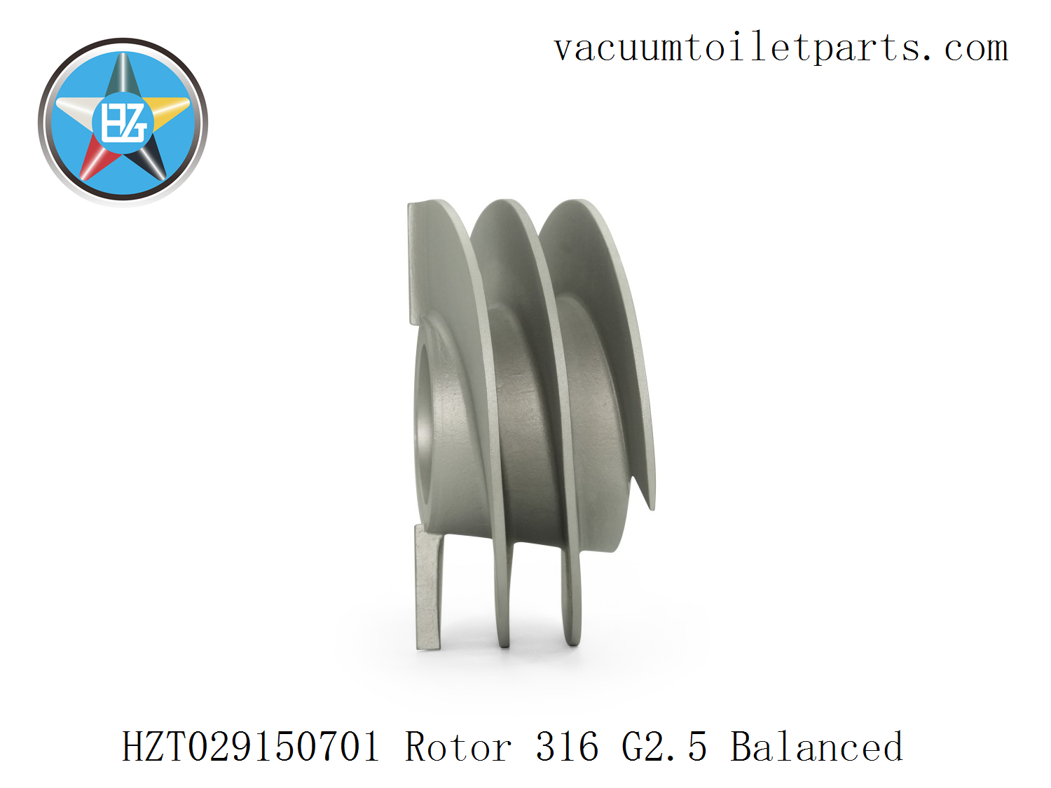 Surface detail of HZT029150701 rotor showing polished 316 stainless steel finish.