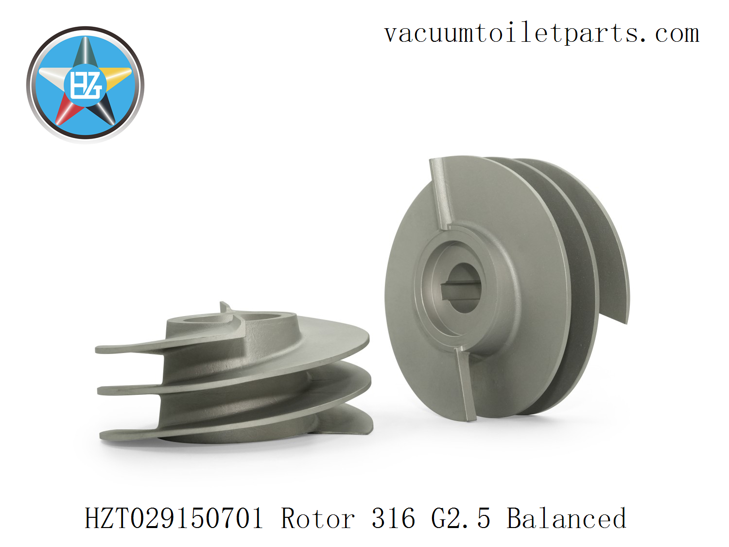 Front view of HZT029150701 rotor showing suction inlet and central bore connection.