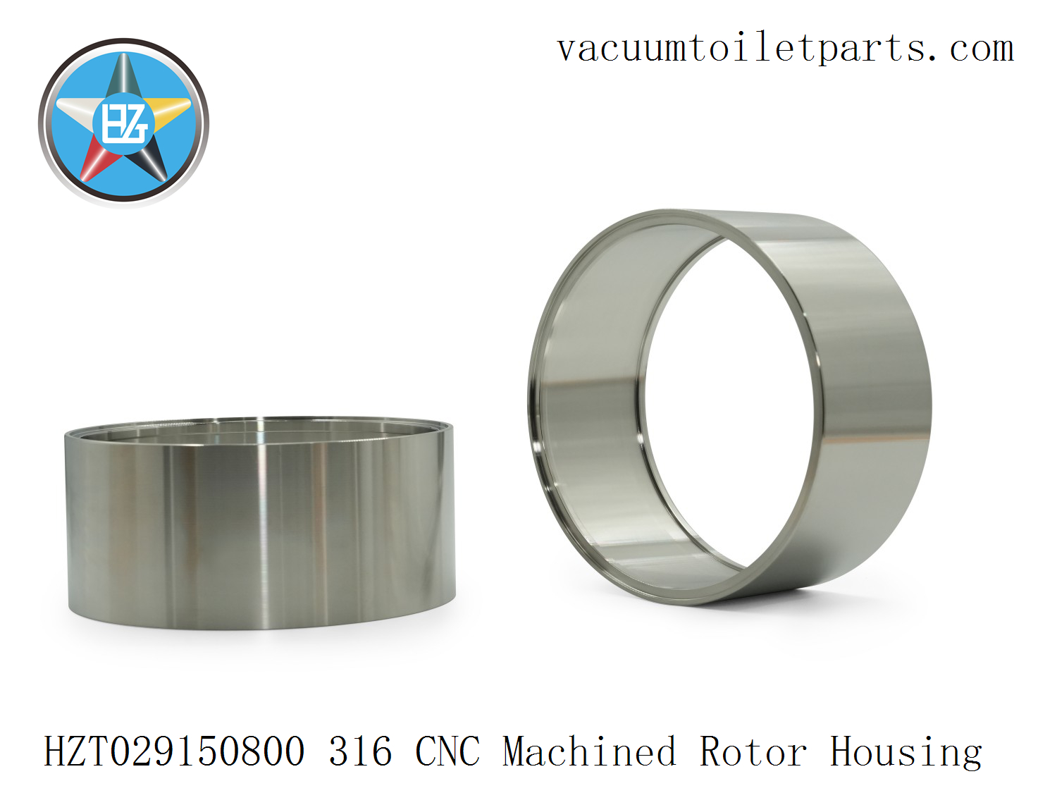 Side view of HZT029150800 rotor housing showing cylindrical profile and end-face accuracy.