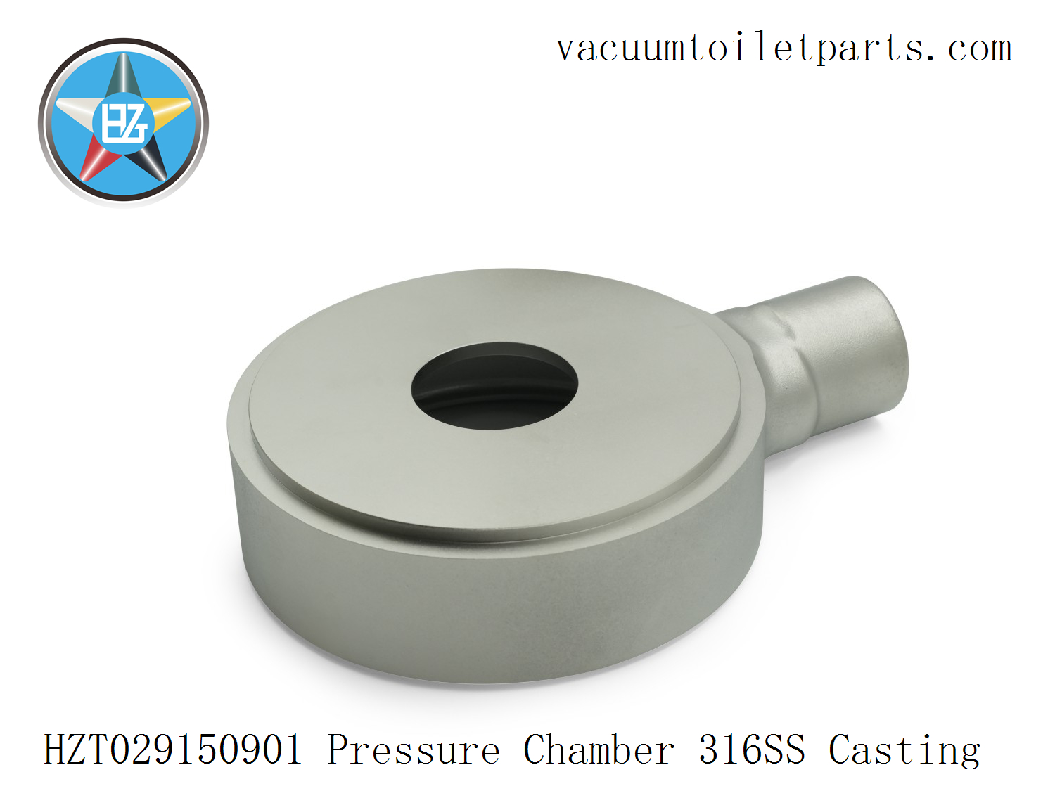 Detail of HZT029150901 pressure chamber outlet showing machined 316 stainless surface.