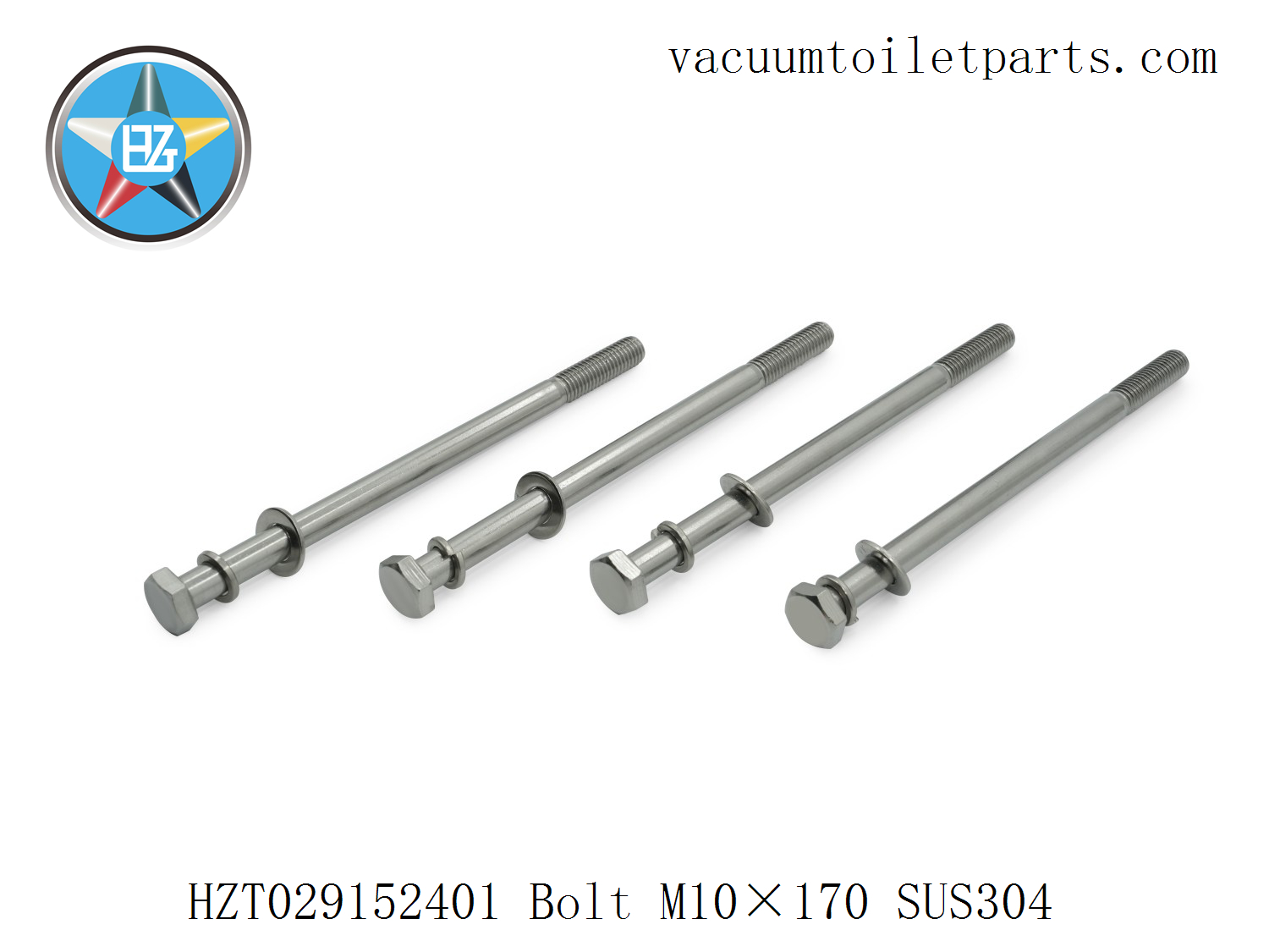 Side view of HZT029152401 bolt showing partial thread and smooth shank for accurate alignment.