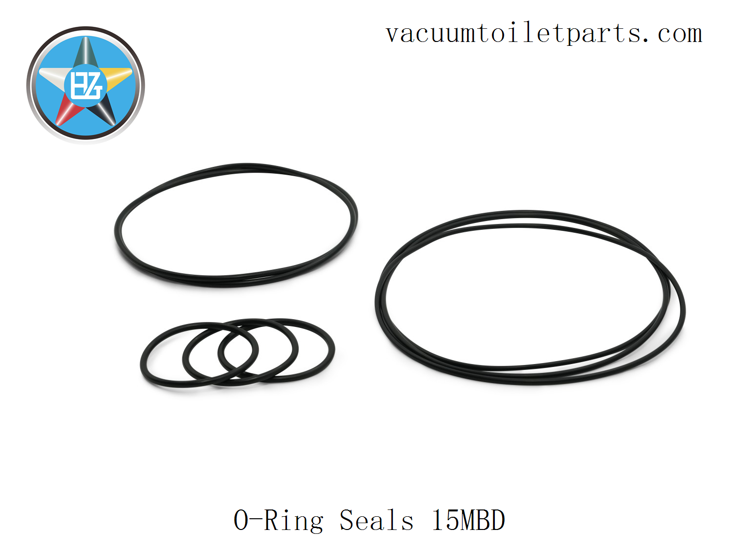 Detail view showing multiple sizes of HZT037219210~HZT037221602 NBR O-rings for marine vacuum pump assembly.
