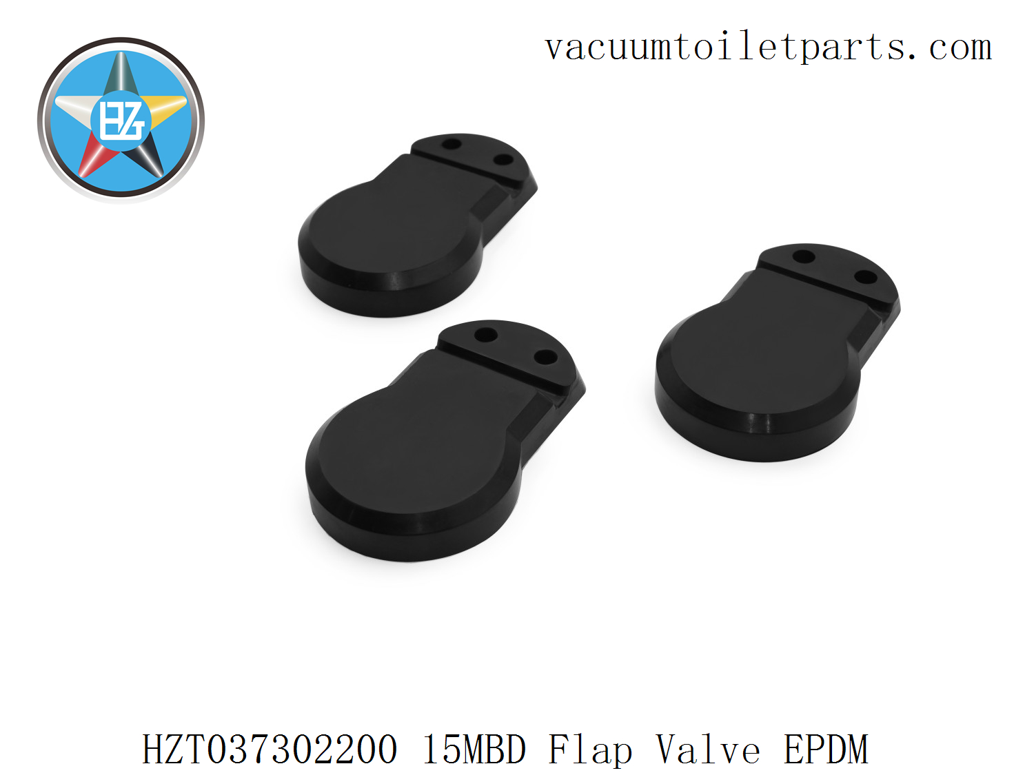 Side view of HZT037302200 flap valve rubber showing thickness and hinge structure.